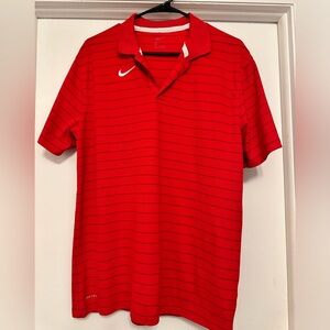 Nike Men Golf Athletic Polo T-Shirt Red Dri-Fit Outdoor Size M